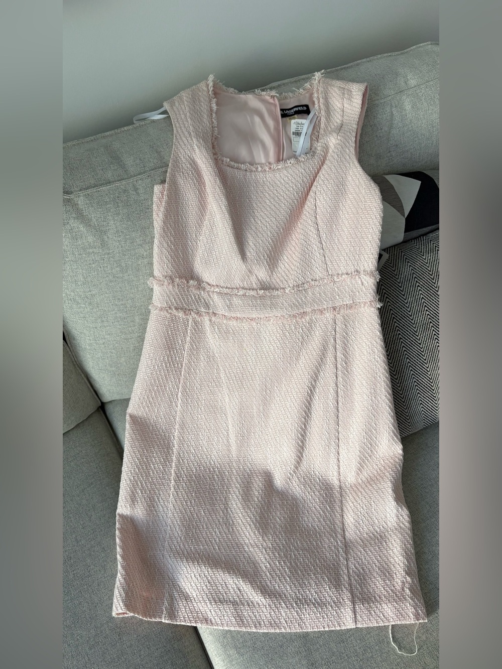 Karl Lagerfeld - Pale Pink Chanel Textured Sleeveless Dress